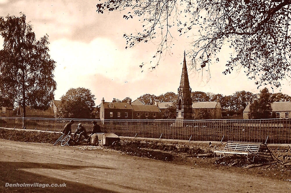 Old photo of the main street and green